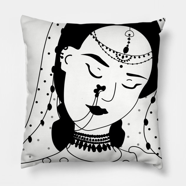 indian girl Pillow by Mere