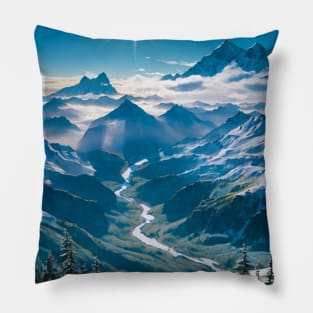 Snowy Valley in the Arctic Tundra Pillow