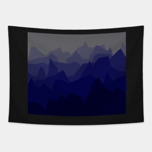 Minimalistic geometric misty mountains in blue gradient Tapestry