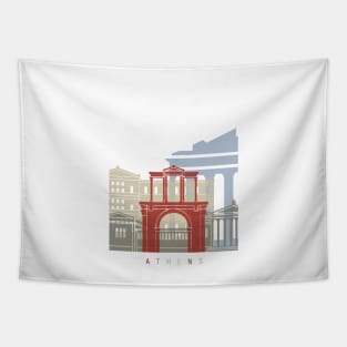 Athens skyline poster Tapestry