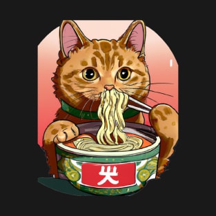 Cute Cat eating Ramen T-Shirt