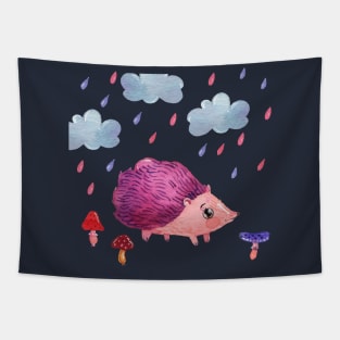 Cute Hedgohg Painting Hand Drawn Tapestry