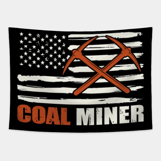 Coal Miner Flag American Patriotic Distressed Gift Tapestry by David Brown