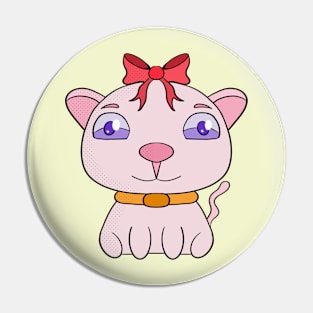 Kitten with bow on head Pin