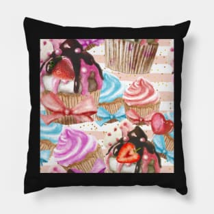 Cupcake Pink Stripes Pillow