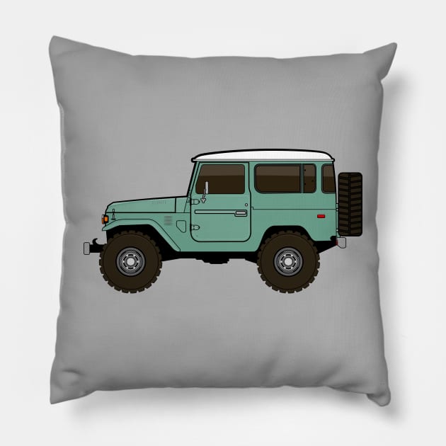 fj40 Land Cruiser green Pillow by -oddlyeven-