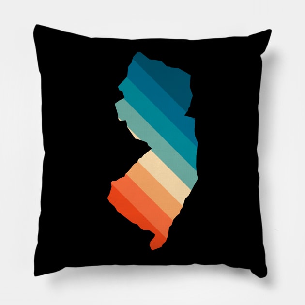 New Jersey State Retro Map Pillow by n23tees