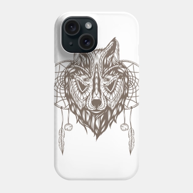 Dream Catcher Wolf Phone Case by Digster