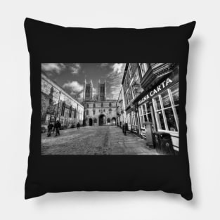 Magna Carta, Lincoln Cathedral, Black And White Pillow