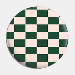 Dark Green and Beige Y2K Checkboard Pin