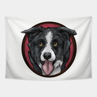 Cute Black and White Border Collie Dog Tapestry