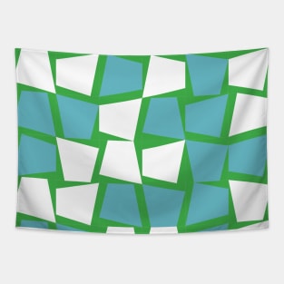 Blue, White and Green Tiles Tapestry