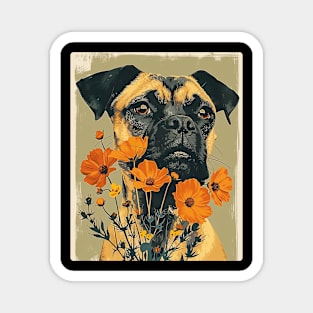 Boxer Flowers Photo Art Design For Dog Onwer Magnet