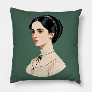 Lovely Victorian Lady Wearing a Sheer White Top Pillow