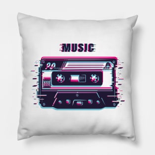 Music cassette glitch Pillow