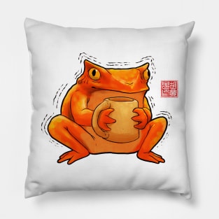 too much coffee frog aura Pillow