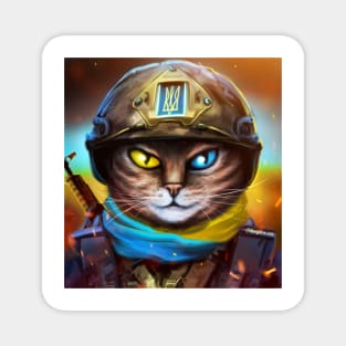 Cat Ukrainian Soldier Magnet