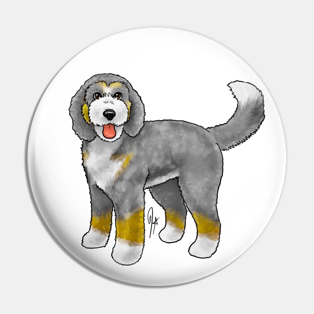 Dog - Bernadoodle - Tricolor Gray and Brown Pin by Jen's Dogs Custom Gifts and Designs