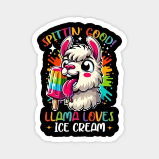 Funny Vibrant Llama Lover, Ice Cream Lover, Cute Animal Alpaca Magnet