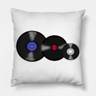 Vinyl Records Trio (White) Pillow