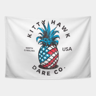 Kitty Hawk, NC Summertime Vacationing Patriotic Pineapple Tapestry