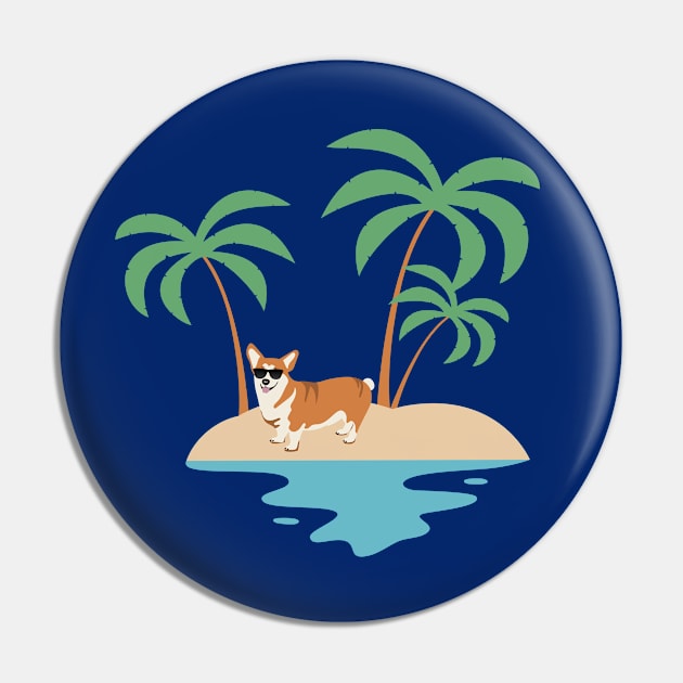 Welsh Corgi Pembroke Dog Wearing Sunglasses on Beach with Palm during Summer Pin by Seasonal Dogs