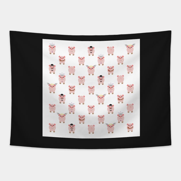 Pigs Dress up Tapestry by Eliza-Grace