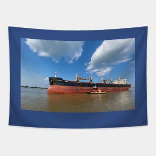 Ship and Tugboat on the Mississippi River Tapestry