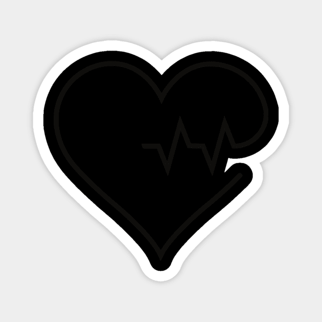 Black cat silhouette ECG heartbeat Magnet by Noah Alexander Jones