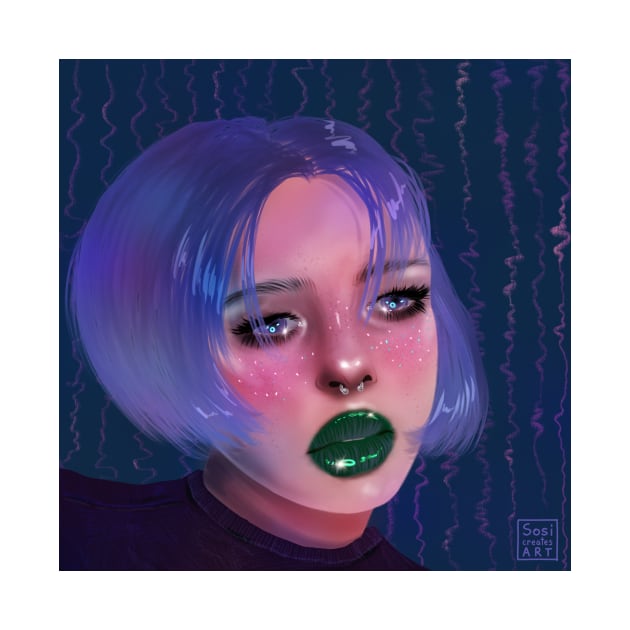 Green lipstick by SosiCreatesArt