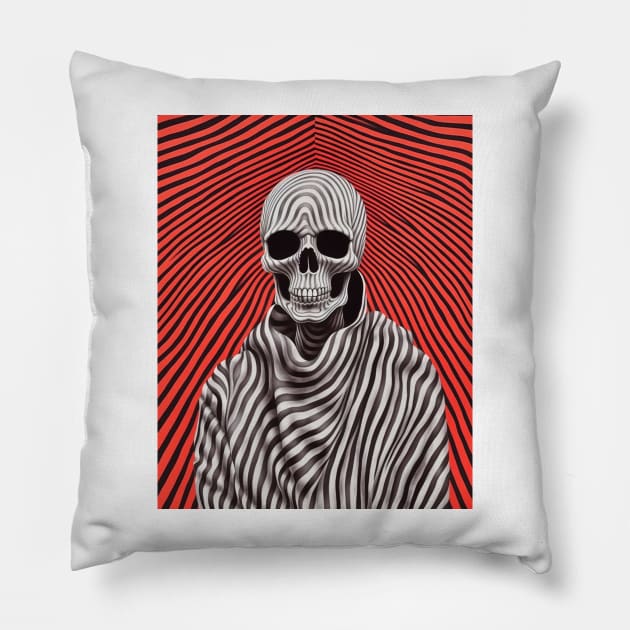 Op Art Reaper Death Mortality Optical Illusion Grim Reaper Pillow by Unboxed Mind of J.A.Y LLC 