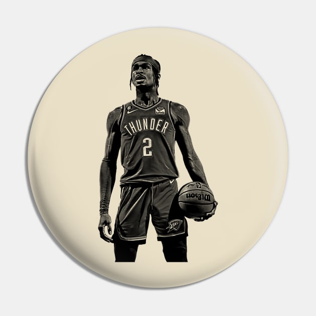 Shai Gilgeous-Alexander || Vintage pencil Drawing Pin by Zluenhurf