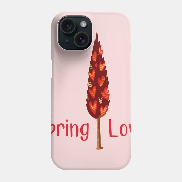 Spring Love - Bright Red Color Tree Illustration GC-106-04 Phone Case by GraphicCharms