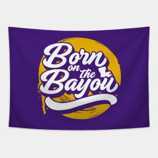 Born on the Bayou // Purple and Gold Word Art Tapestry