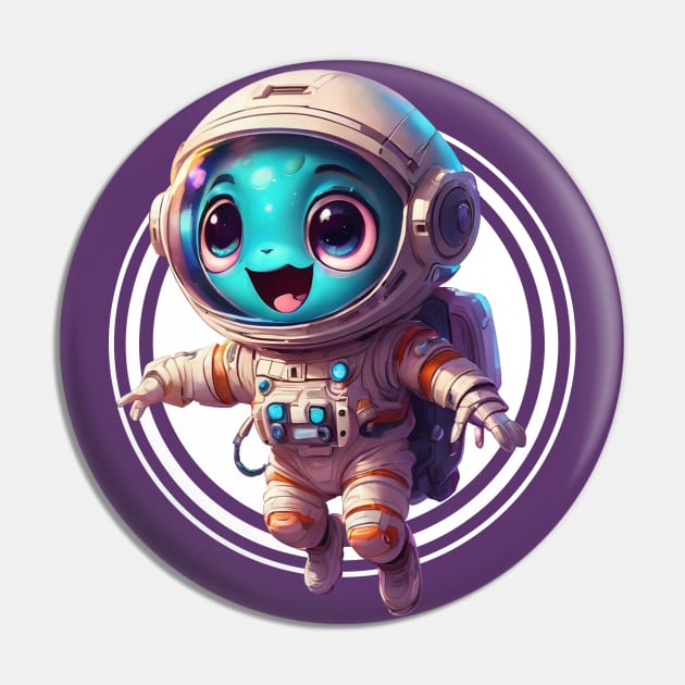 Cute Alien Space Explorer Pin by Cre8tiveSpirit