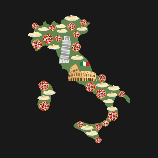 Italy Map with Pizza by JAG2B