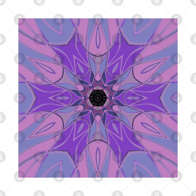 Cartoon Mandala Flower Purple Pink and Blue by WormholeOrbital