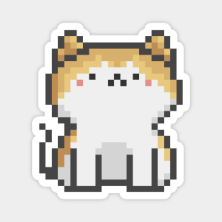 Pixel Quiet White Ginger Hair Cat 55 Magnet