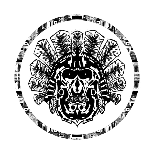 Aztec Warrior Head Circle by ZeichenbloQ