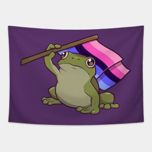 Omnisexual Pride Flag-Holding Frog Tapestry