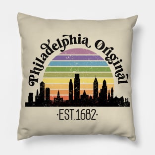 Philadelphia Original Retro Rainbow Pillow