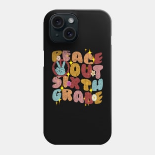 groovy peace out 6th grade last day of school teacher kids Phone Case