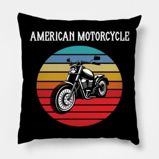 Motorcycle Sunset Vintage Pillow