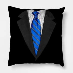 Blue Suit Up! Realistic Suit and Tie Casual Graphic for Zoom Pillow