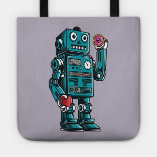 Robot Mornings With Coffee And A Donut Tote