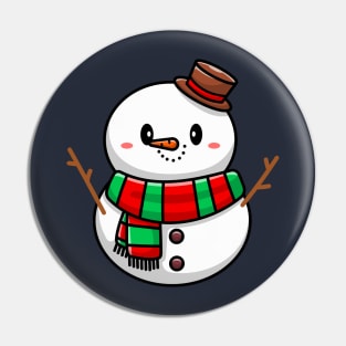 Cute Snowman Cartoon Vector Icon Illustration Pin