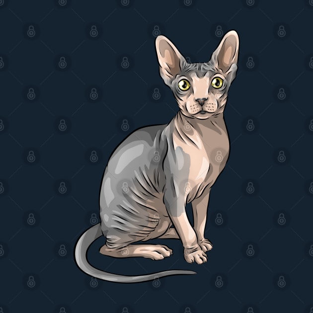 Cute Sphynx Cat by Shirin Illustration