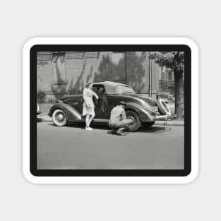Auto Repair Service, 1942. Vintage Photo Magnet