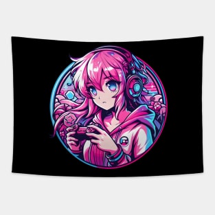 Pink lovely gamer girl Tapestry