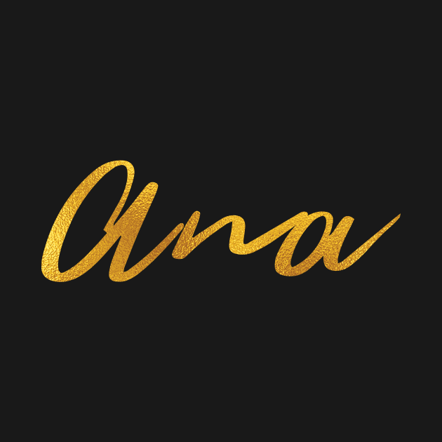 Ana Name Hand Lettering in Faux Gold Letters by Pixel On Fire